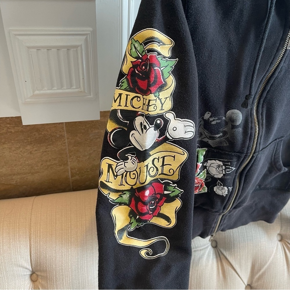U:  Disney Parks Cropped Hoodie Women's S Full Zip Cotton Blend Graphic Print - Picture 7 of 11